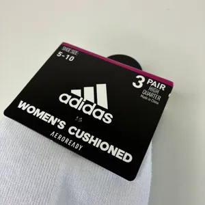 Adidas 3 Pair Women's Cushioned AeroReady White High Quarter White Socks Sz 5-10 thumbnail 2