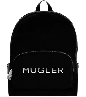 Mugler‎ Logo Backpack Travel School Bag Women's Black 15" x 13" Quiet Luxury NEW thumbnail 1