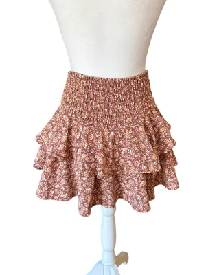 Altard State Ruffle Hem Smocked Mini Skirt Ditsy Floral Womens Size Medium thumbnail 2