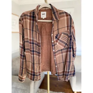 Aerie Plaid LUMBERJANE Shacket Button Up 100% Cotton Quiet Luxury Old Money XS‎ thumbnail 3