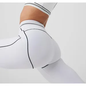 Alo Airbrush High-Waist Heart Throb Leggings White Black Hi-Rise Waisted Tights thumbnail 3