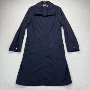 Zenergy by Chico's Trench Coat Lightweight Full Zip Jacket Blue Size‎ S READ thumbnail 1