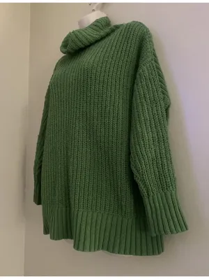 Aerie Velour Textured Knit Turtleneck Soft Sage Green Oversized Womans S sweater thumbnail 5