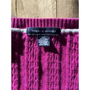 Tommy Hilfiger Purple Fitted V Neck Cable Knit Sweater Women’s Size Small thumbnail 5