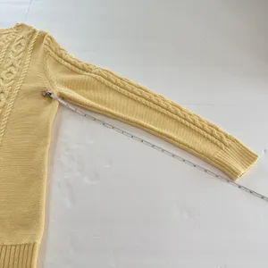 LL Bean Yellow Double L Mixed Cable Cotton Crew Neck Pullover Sweater Size LARGE thumbnail 7