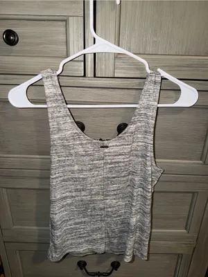 Hollister Heather Gray Lace-Up Tank Top thumbnail 4