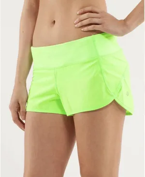 Lululemon Activewear Shorts 4 Green Speed Short Zip Pockets Built In Liner Logo thumbnail 1