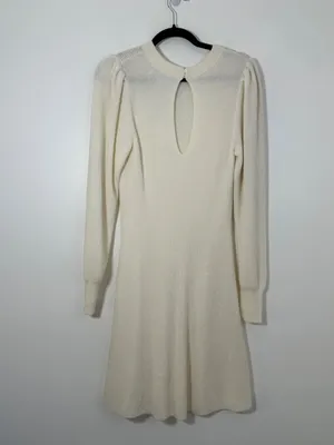 NEW Abercrombie & Fitch Size Large Cream Ribbed Knit Long-Sleeve Dress Boho NWT thumbnail 2