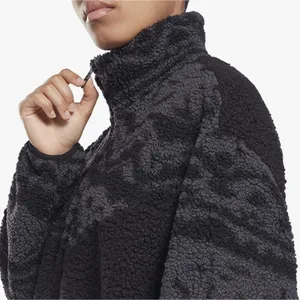 Reebok Core 10 Oversized Sherpa Jacket Womens Large Black Cozy Outdoor Fall thumbnail 4