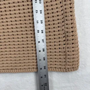Reformation XS‎ Tan Organic Cotton Open Knit Crochet Midi Skirt Pointelle Camel thumbnail 4