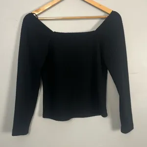 Maeve Anthropologie Textured Sweetheart Top black size small thumbnail 4