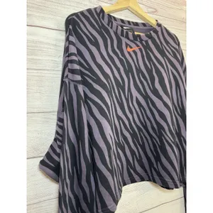 Nike Women's Sports Icon Clash Animal Print Crewneck Sweatshirt LARGE PURPLE-BLK thumbnail 6