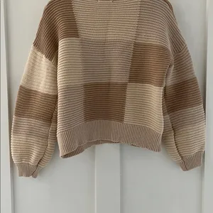 PEPPERMAYO Tulum Nights Neutral Patchwork Knit Checkered Jumper Sweater Size S thumbnail 8
