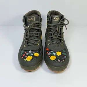 Keds x Rifle Paper Co Scout Boot Olive Floral Lace Up Ankle Boots Sz 7 Gorpcore thumbnail 3