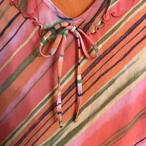 Gidani USA‎ Orange Striped Mesh Overlay Ruffle Dress Sleeveless Y2K Size Medium thumbnail 2