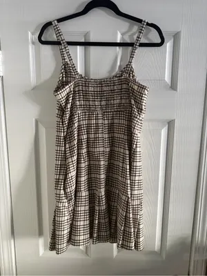Y2K Hollister Plaid Mini Dress Y2K 90s Pleated L Preppy Academia Grunge Brown thumbnail 6