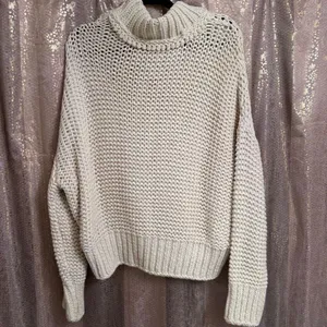 Free People My Only Sunshine Ivory Cream Chunky Open Knit Sweater Size Large thumbnail 2