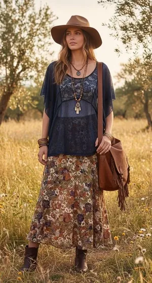Free People Navy Blue Sheer Lace Mesh Point Desprit Boho Kimono Top Medium‎ thumbnail 1