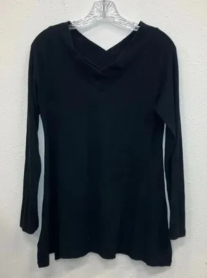 Soft surrounding Black Ribbed V-Neck Off Shoulder Tunic S Modal Blend #712 thumbnail 1