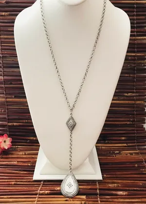 Chico's Reversible Drop Pendant Silver & Gold Tone Necklace thumbnail 1