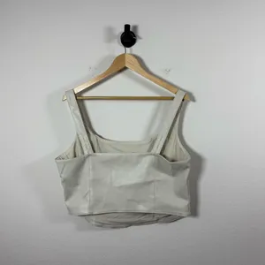 Abercrombie Women’s Vegan Leather Corset Top in Beige Size XL thumbnail 8