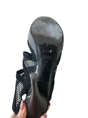 FENDI Black Suede Platform Mesh Heels Size 39 / US 9 thumbnail 7
