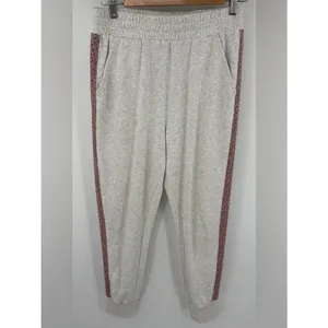 Anthropologie All Fenix pink cheetah side striped crewneck jogger set women’s S thumbnail 9
