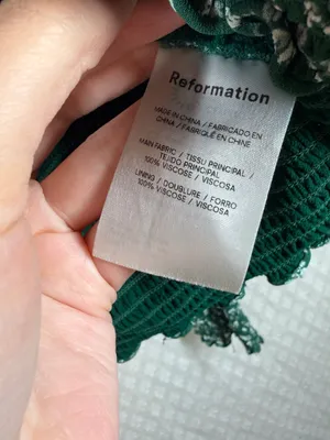 Reformation Green‎ White Floral Smocked Pinto Puff Sleeve Top thumbnail 4
