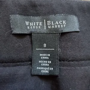 White House Black Market Plaid Skirt Women Size 8 Black Cream Lined Mini Panel thumbnail 3
