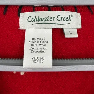 Coldwater Creek Wool Christmas Snowman Sweater Vest Women L Red Zip Y2K thumbnail 3