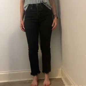 LOFT High Waist Straight Crop Jeans size 24 00 Frayed Hem Black Everyday Casual‎ thumbnail 11