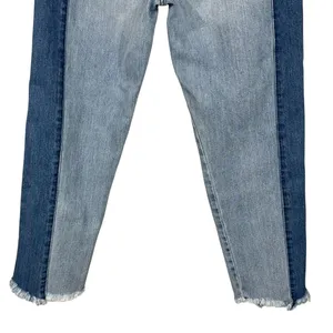 American Eagle SZ 6 Vintage Hi-Rise Cropped Jeans Button-Fly Two-Tone Chewed Hem thumbnail 6