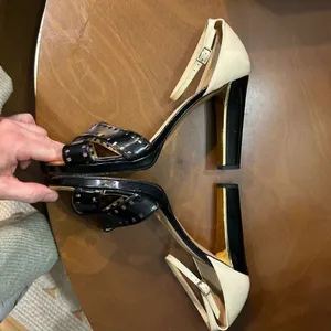 Kate Spade New York Fresia porcelain patent black platform‎ sandal heels size 10 thumbnail 7