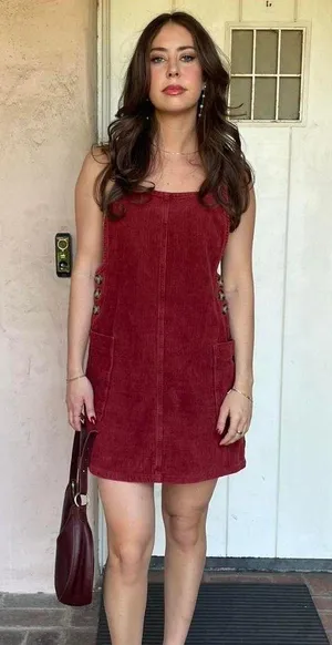 Cotton On Burgundy corduroy mini dress sz small thumbnail 1