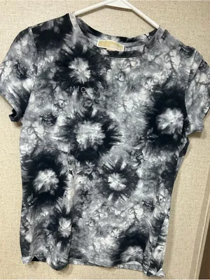 Michael Kors Black and White Tie-Dye Short Sleeve Crewneck Top thumbnail 1