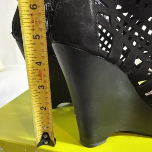Gianni Bini Pallina Wedge Shoes Womens 7M Black Suede Open Toe 5” Heel In Box thumbnail 5
