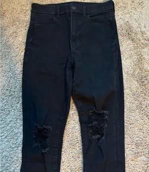American Eagle Outfitters Black Distressed Jeggings thumbnail 2
