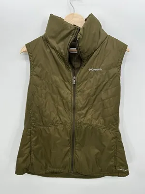 Columbia Omni-Shield Puffer Vest Women XL Olive Green Quilted Full Zip Insulated thumbnail 1