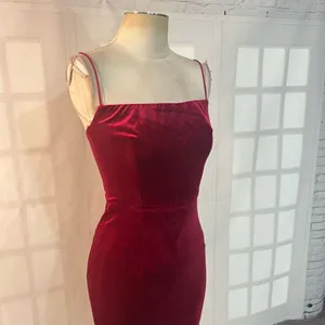 Abyss by Abby Maroon Velvet Sleeveless Bodycon Midi Dress Size XS thumbnail 2