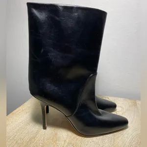 Stuart Weitzman rich leather stiletto boot / bootie size 5 black thumbnail 3