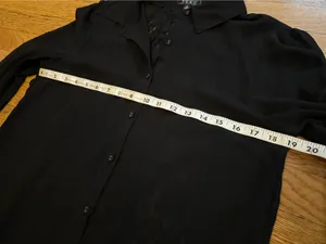 TCEC Black Sheer Button-Up Blouse size S/M thumbnail 9