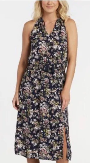 Allison Joy Floral Evereve Corbin Midi Dress S Blue Pink‎ Sleeveless A-line thumbnail 1