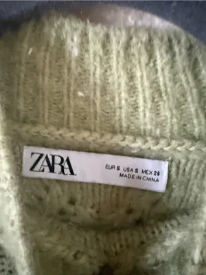 Zara Light Green Textured Bobble Turtleneck Sweater thumbnail 3