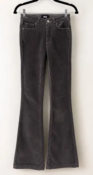 Paige‎ Bell Canyon Pants Womens 25 Gray Corduroy High Rise Flare Tall Boho Retro thumbnail 1