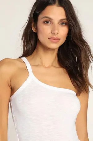 Free People NWT One Way or Another White One-Shoulder Tank Top. Size Medium thumbnail 2