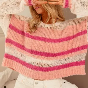 NWT BiBi Hollow Out Yoke‎ Detail Striped Sweater thumbnail 14