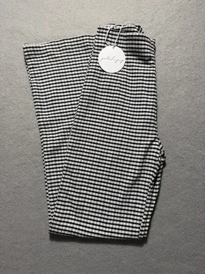 Petal & Pup Women’s Size 2 Black White Gingham Pleated Wide Leg Pants NWT thumbnail 3