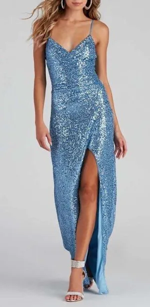 Prom dress blue sequins  thumbnail 1