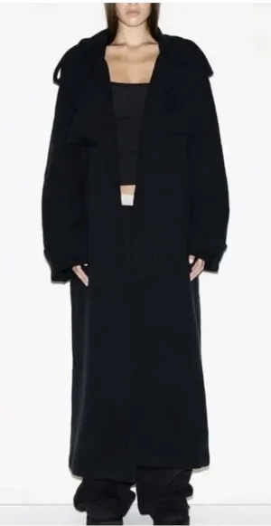 Skims Boyfriend Fleece‎ Trench Coat Onyx Black Size S NWT Oversized Long thumbnail 1