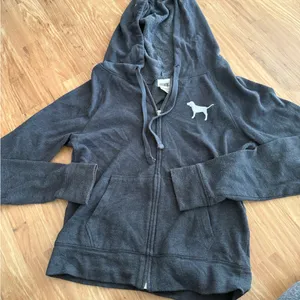 Gray Victorias Secret Pink Zip-Up Hoodie thumbnail 2